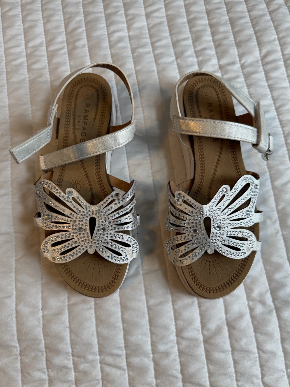 Rampage Kids Silver Butterfly Rhinestone Sandals